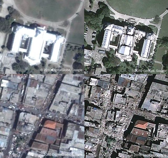  14 gennaio 2010Google aggiorna le foto satellitari di Haitimostrando le devastazioni provocate dal terremoto. 